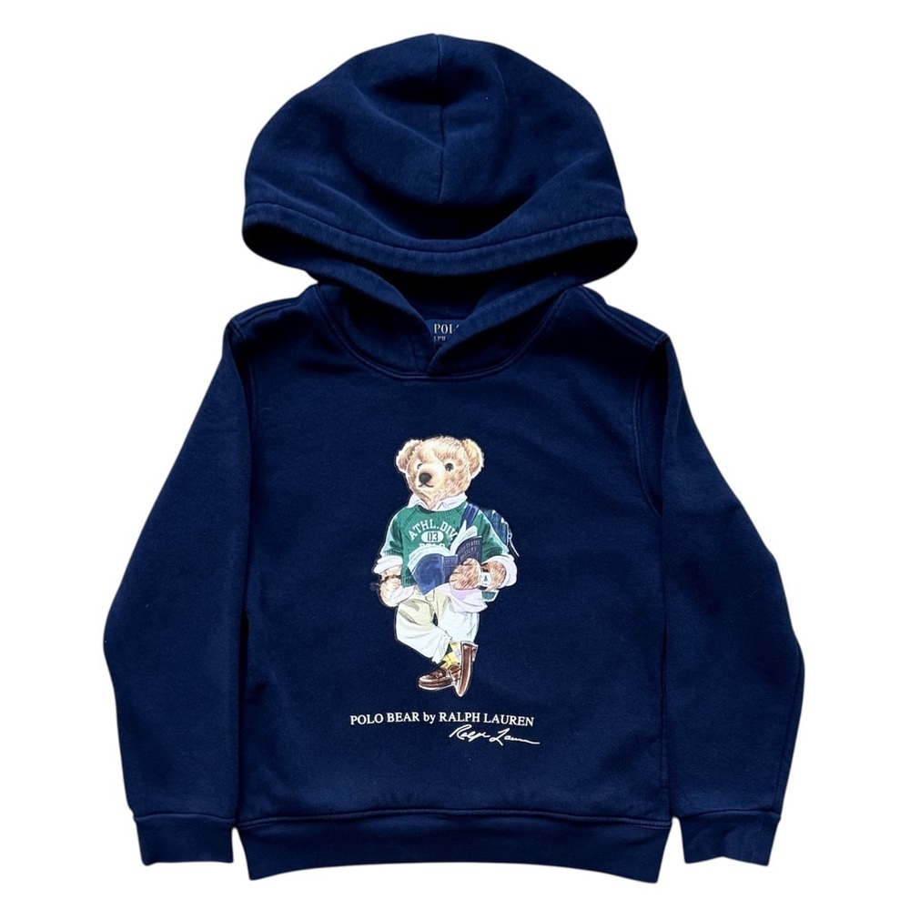 Polo Ralph Lauren Kids Preppy Book Bear Hoodie Scholar Academic Blue Size 6